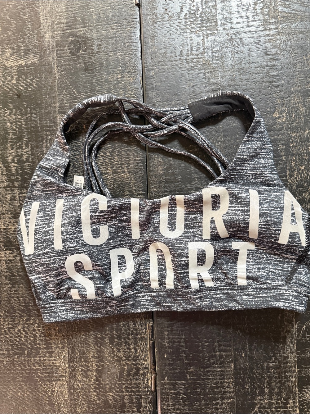 Victoria's Secret Sport Black & White Marled Strappy Sports Bra